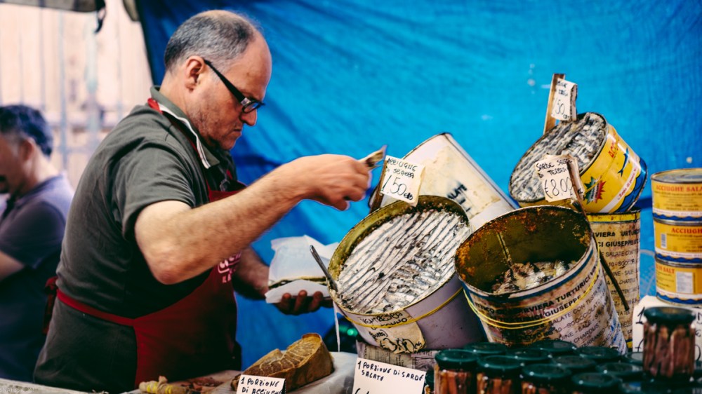 Market vendor at the Ballarò street market