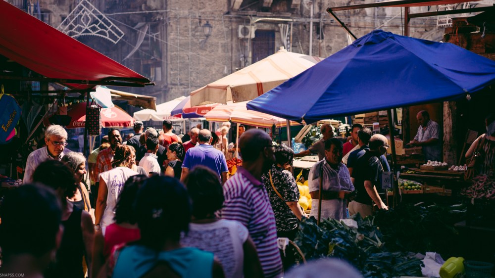 The Ballarò street market in Palermo, Sicily