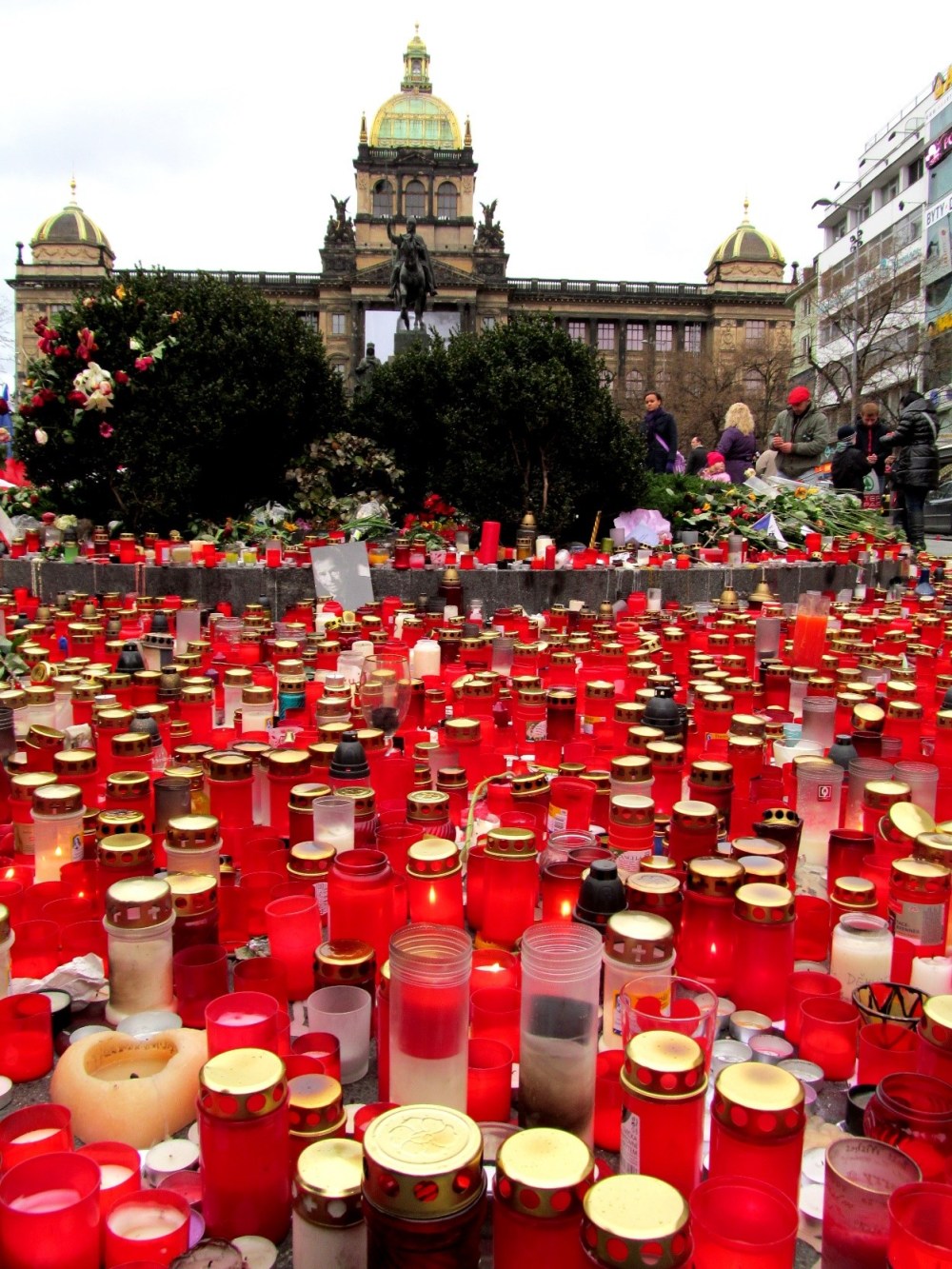 Prague City Centre Filled With Red Candles